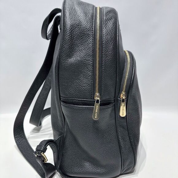 Michael By Michael Kors Black Pebble Leather Backpack Gold Hardware - Picture 7 of 16